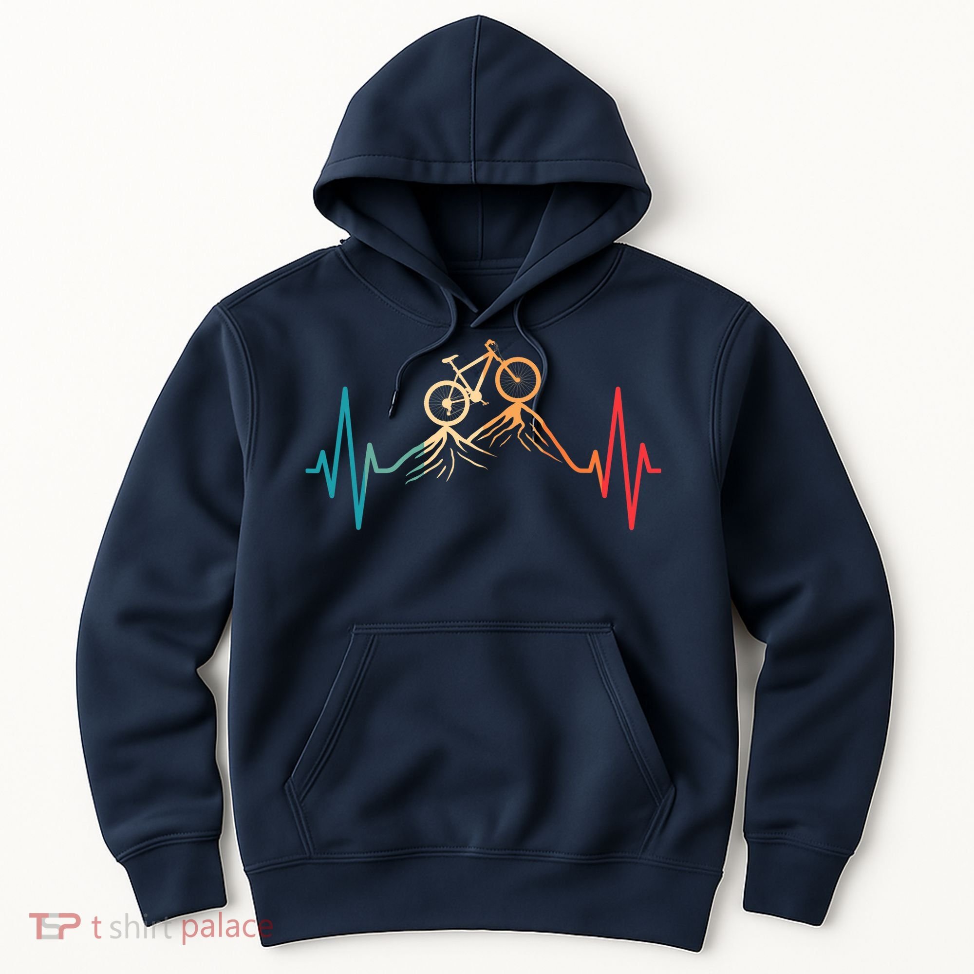 Funny Retro Cycling Heartbeat Bicycle Mountain Bike Biking Hoodie