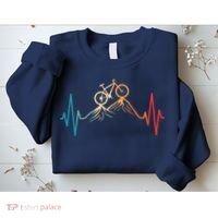 Funny Retro Cycling Heartbeat Bicycle Mountain Bike Biking Sweatshirt thumb 2