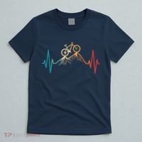 Funny Retro Cycling Heartbeat Bicycle Mountain Bike Biking T-Shirt thumb 5