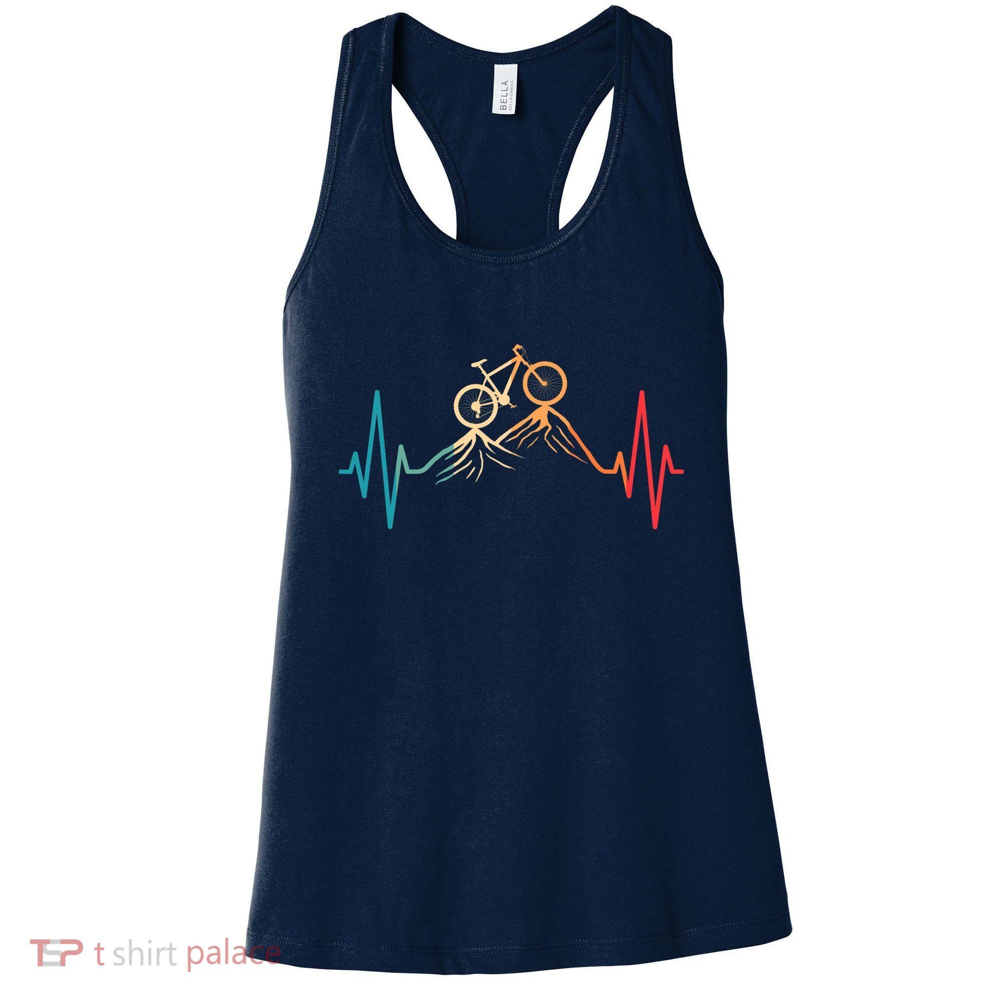 Funny Retro Cycling Heartbeat Bicycle Mountain Bike Biking Women's Tank Top