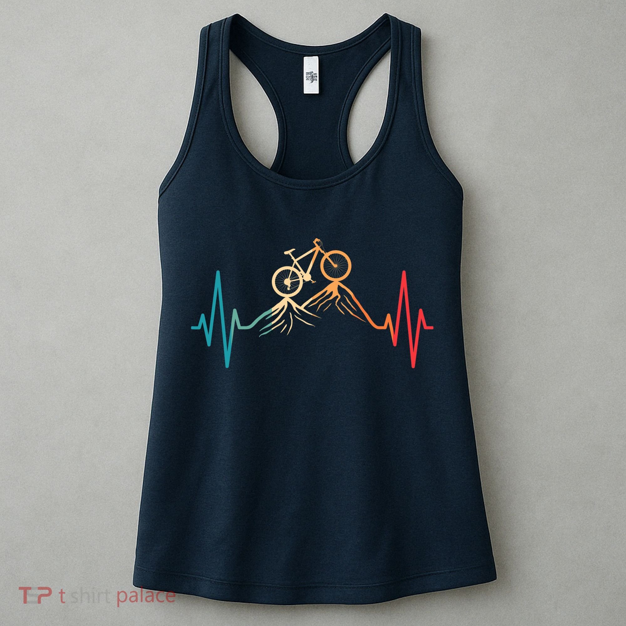 Funny Retro Cycling Heartbeat Bicycle Mountain Bike Biking Women's Tank Top