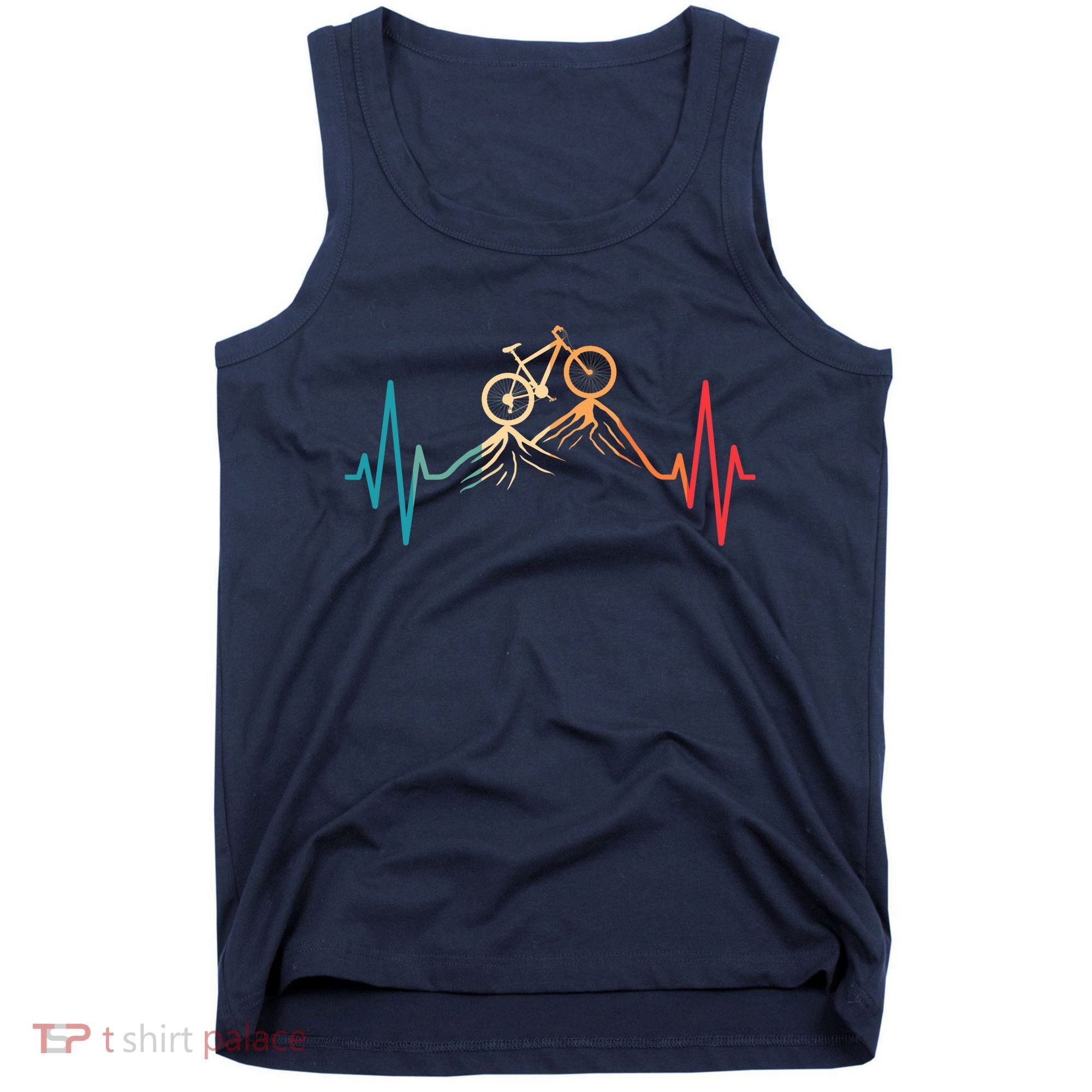 Funny Retro Cycling Heartbeat Bicycle Mountain Bike Biking Tank Top