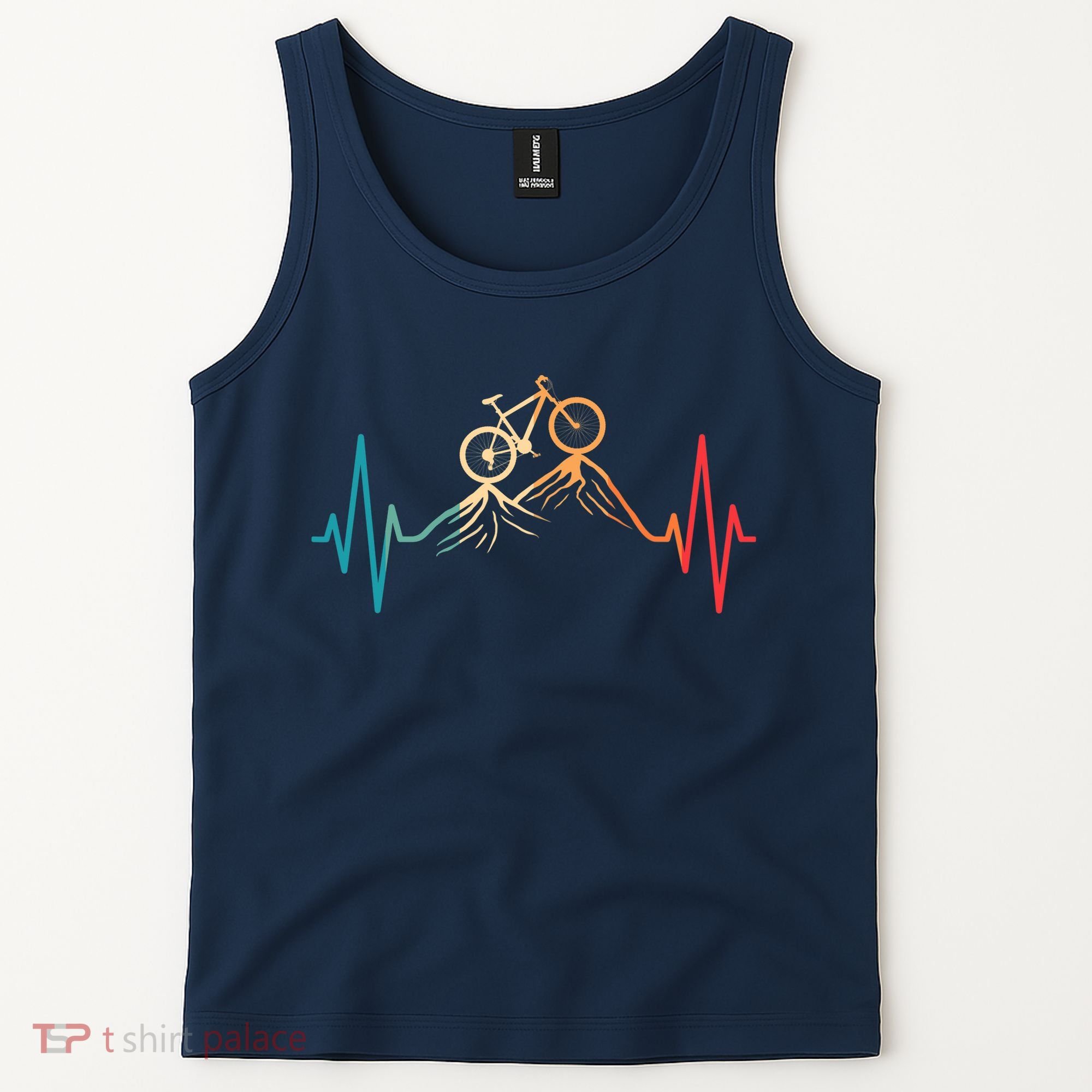 Funny Retro Cycling Heartbeat Bicycle Mountain Bike Biking Tank Top