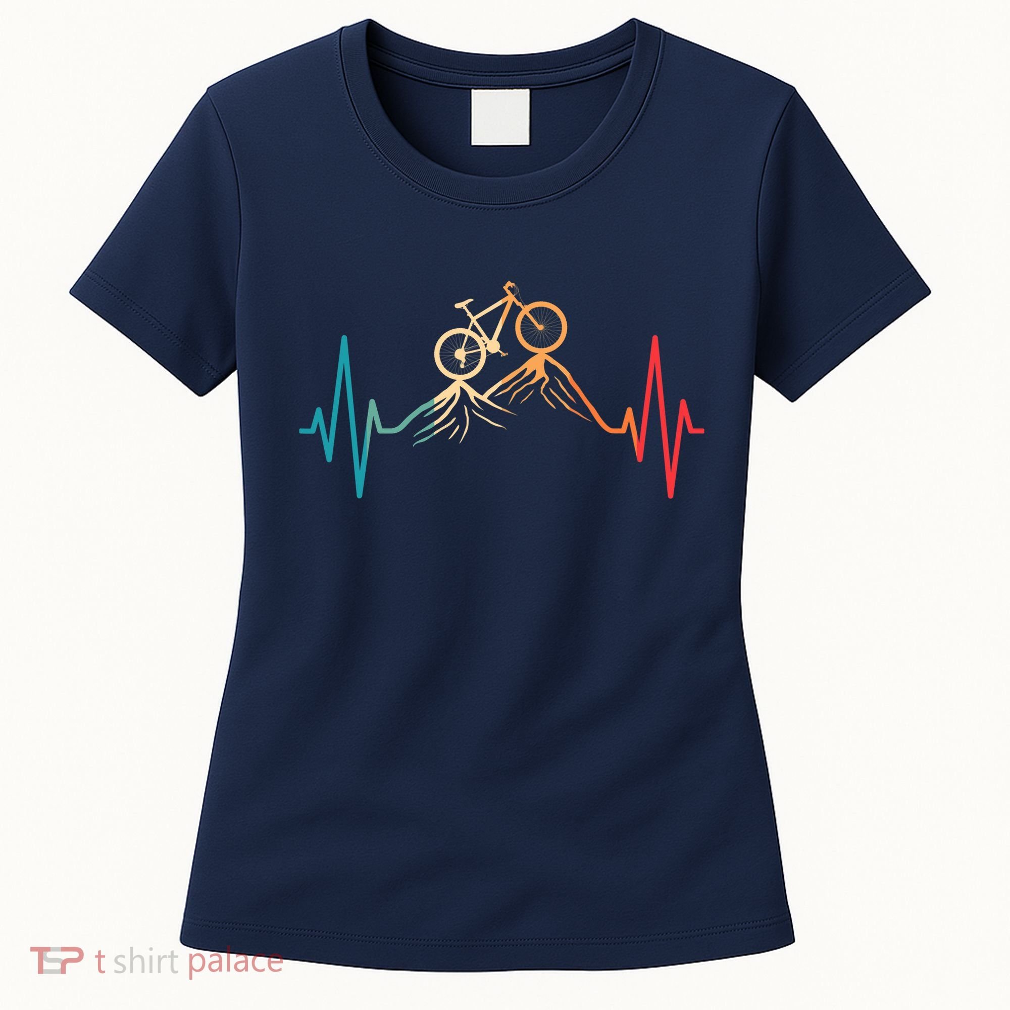 Funny Retro Cycling Heartbeat Bicycle Mountain Bike Biking Women's T-Shirt