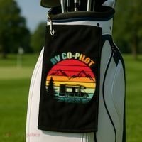 Funny RV CoPilot Adventure Awaits RV Camping Golf Towel thumb 2