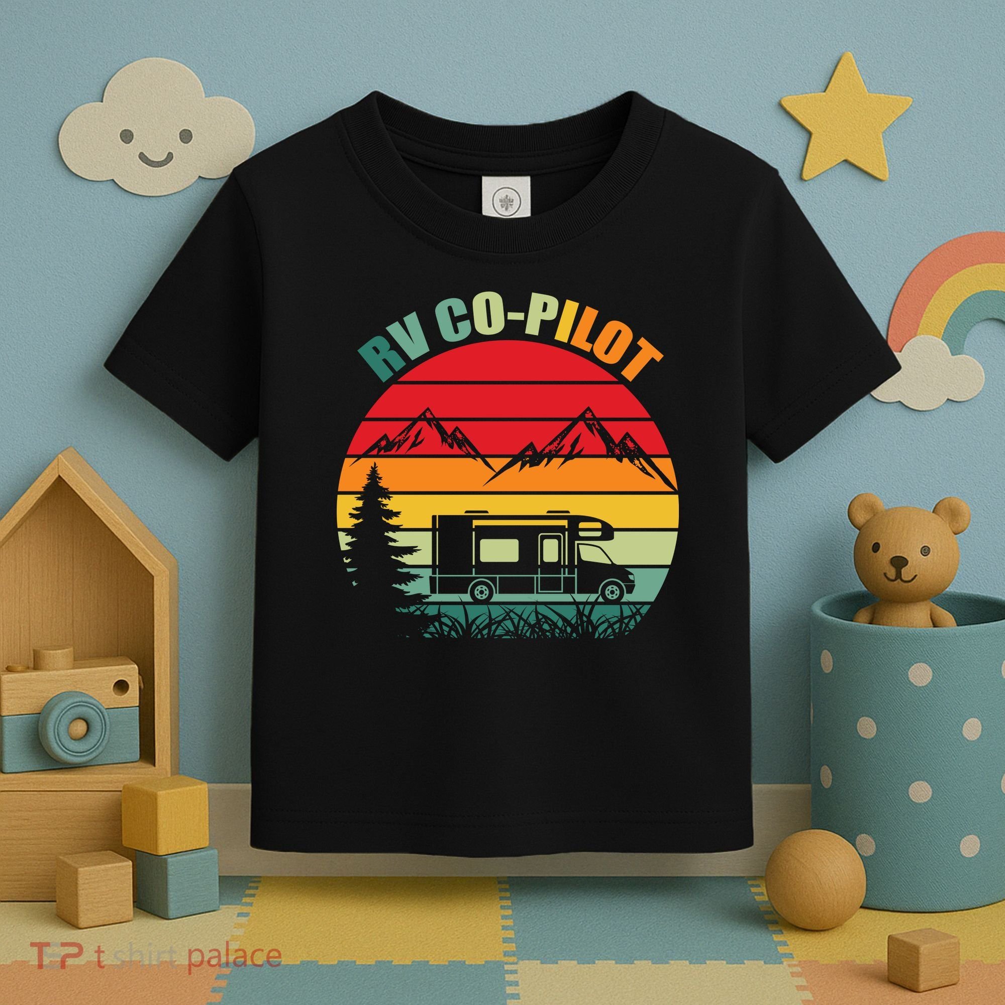 Funny RV CoPilot Adventure Awaits RV Camping Toddler T-Shirt