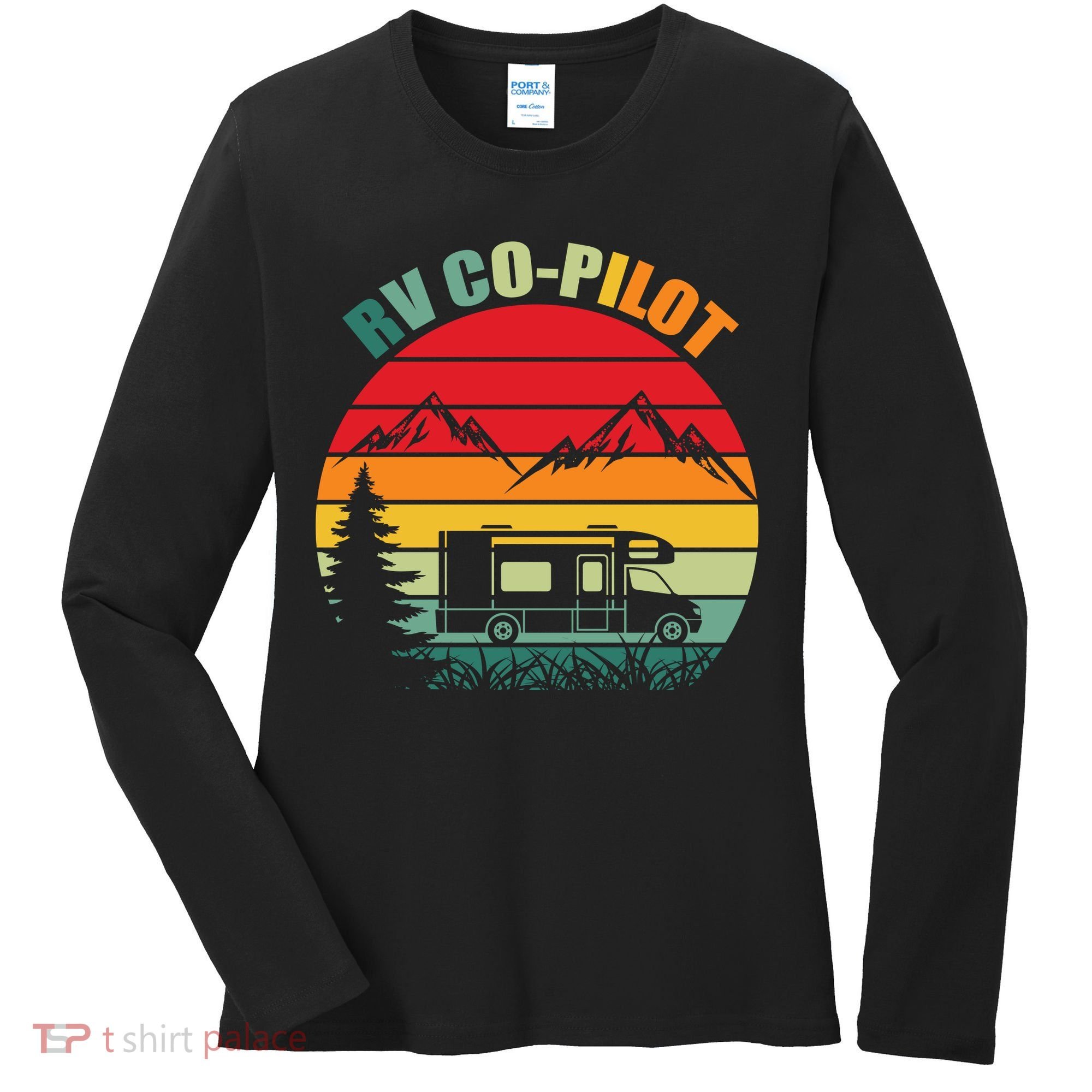 Funny RV CoPilot Adventure Awaits RV Camping Women's Long Sleeve Shirt