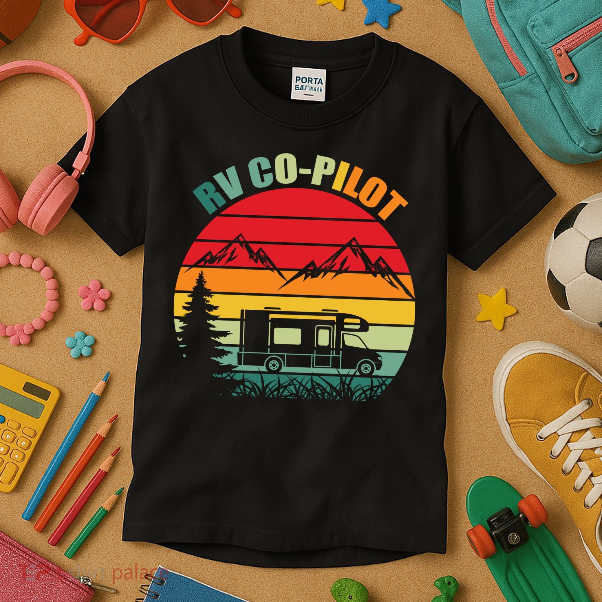Funny RV CoPilot Adventure Awaits RV Camping Kids T-Shirt