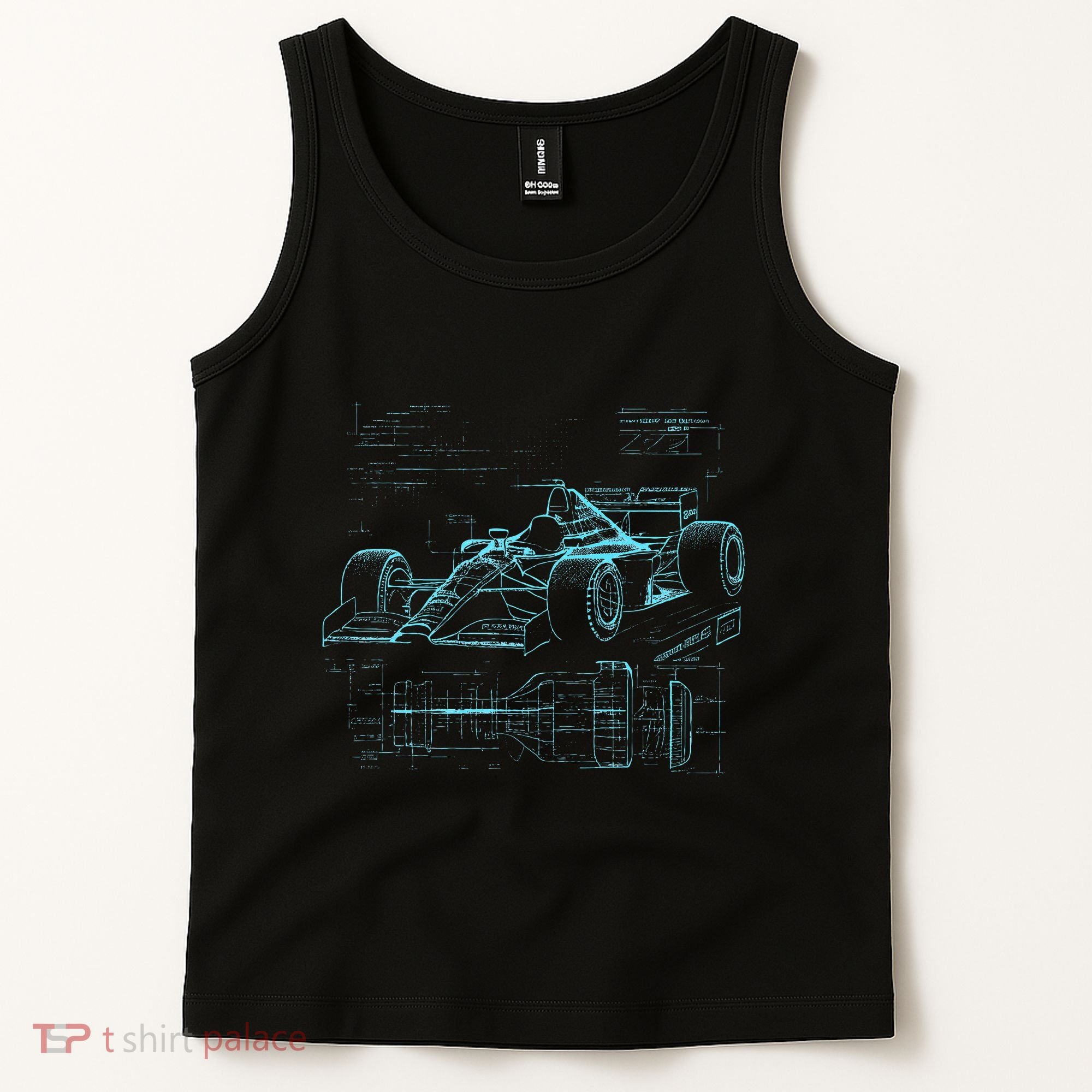 Formula Racing Car Silhouette Mechanic Car Guys Tank Top