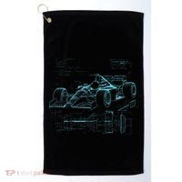 Formula Racing Car Silhouette Mechanic Car Guys Golf Towel thumb 0