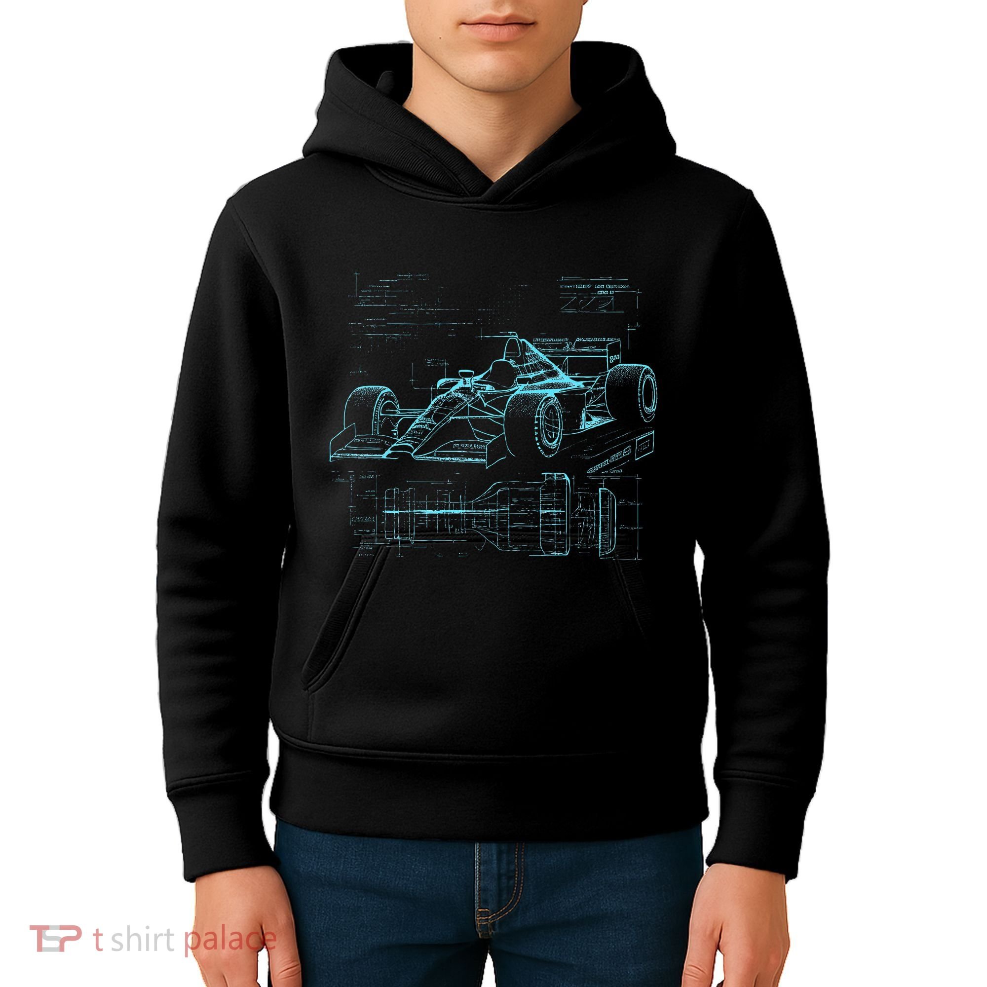 Formula Racing Car Silhouette Mechanic Car Guys Kids Hoodie