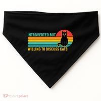 Funny Retro Cat Introverted But Willing To Discuss Cats USA-Made Doggie Bandana thumb 0