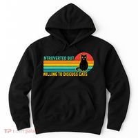 Funny Retro Cat Introverted But Willing To Discuss Cats Hoodie thumb 0