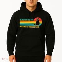 Funny Retro Cat Introverted But Willing To Discuss Cats Hoodie thumb 2