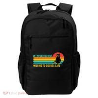 Funny Retro Cat Introverted But Willing To Discuss Cats Backpack thumb 0