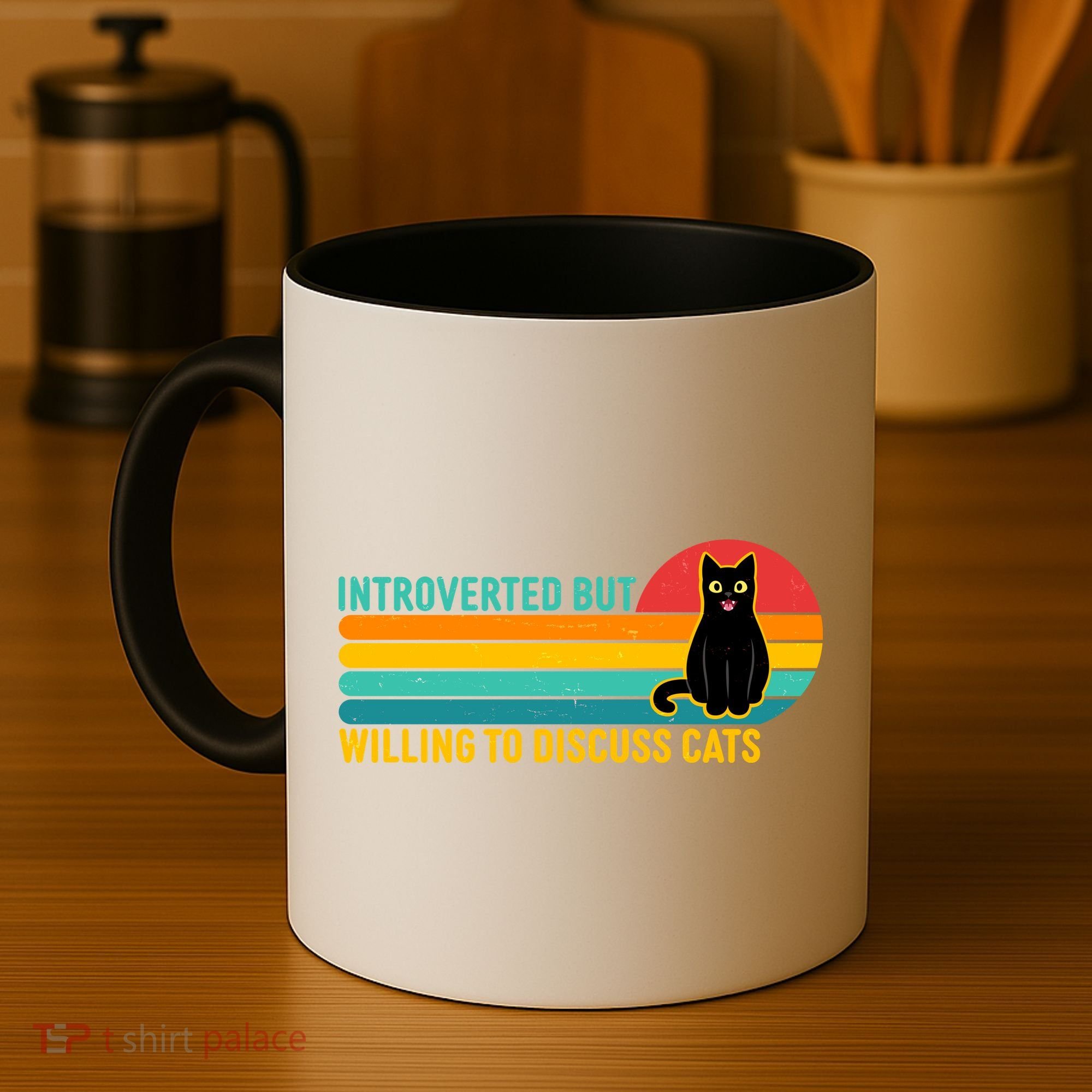 Funny Retro Cat Introverted But Willing To Discuss Cats Coffee Mug