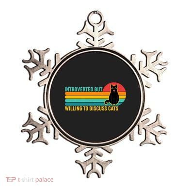 Funny Retro Cat Introverted But Willing To Discuss Cats Ornament