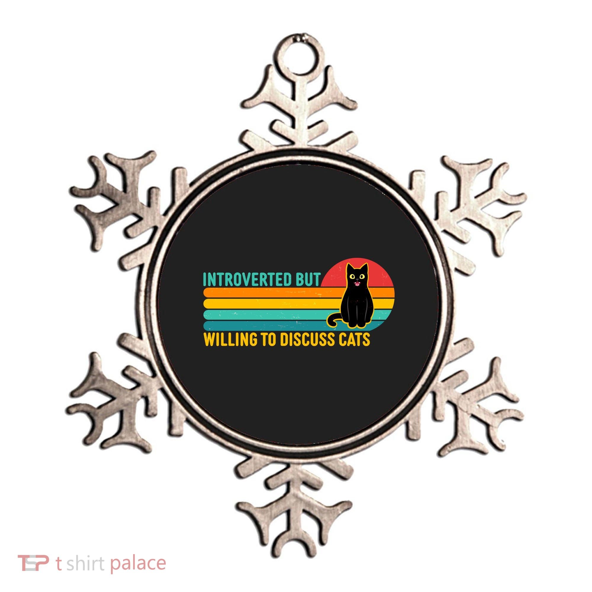 Funny Retro Cat Introverted But Willing To Discuss Cats Ornament
