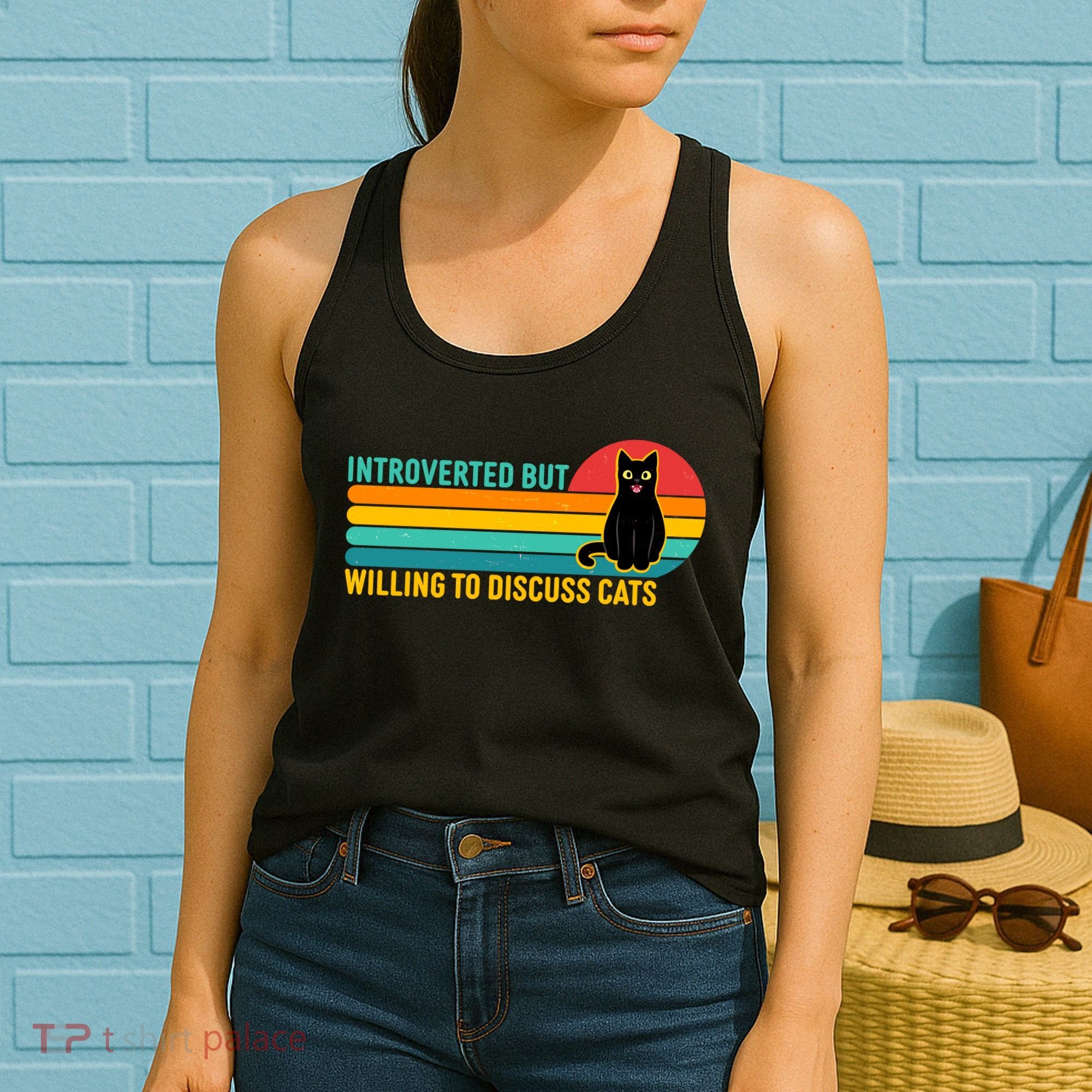 Funny Retro Cat Introverted But Willing To Discuss Cats Women's Tank Top