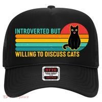 Funny Retro Cat Introverted But Willing To Discuss Cats Hat thumb 0