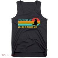 Funny Retro Cat Introverted But Willing To Discuss Cats Tank Top thumb 0