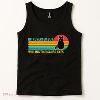 Funny Retro Cat Introverted But Willing To Discuss Cats Tank Top thumb 2