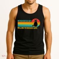 Funny Retro Cat Introverted But Willing To Discuss Cats Tank Top thumb 3