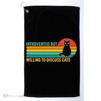 Funny Retro Cat Introverted But Willing To Discuss Cats Golf Towel thumb 0