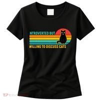 Funny Retro Cat Introverted But Willing To Discuss Cats Women's T-Shirt thumb 0