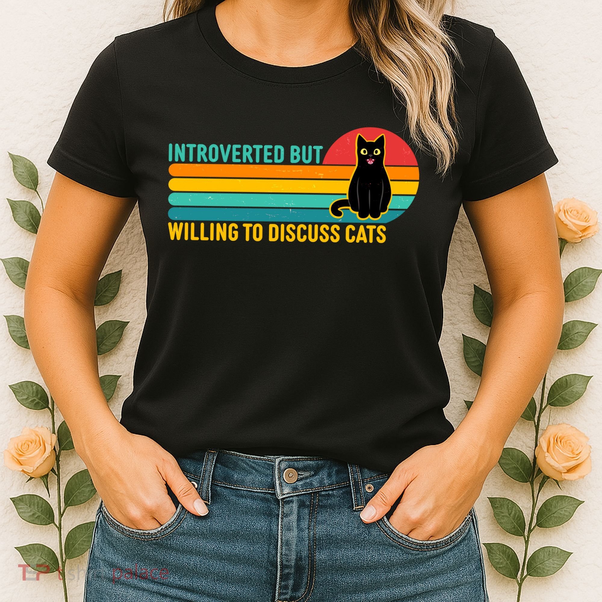 Funny Retro Cat Introverted But Willing To Discuss Cats Women's T-Shirt