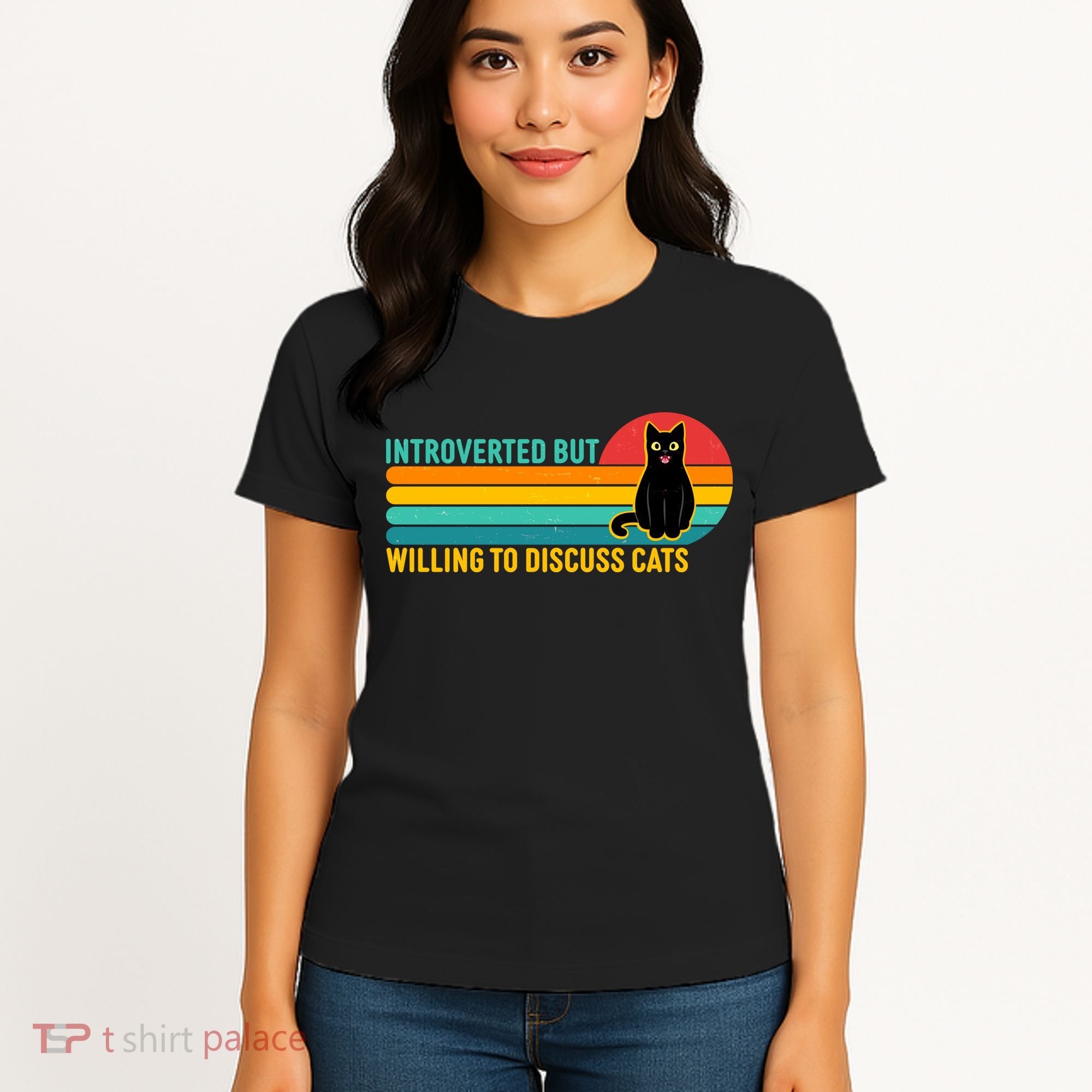 Funny Retro Cat Introverted But Willing To Discuss Cats Women's T-Shirt
