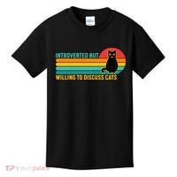 Funny Retro Cat Introverted But Willing To Discuss Cats Kids T-Shirt thumb 0