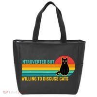 Funny Retro Cat Introverted But Willing To Discuss Cats Tote Bag thumb 0