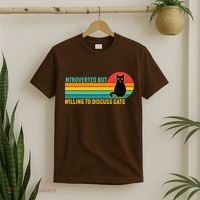 Funny Retro Cat Introverted But Willing To Discuss Cats T-Shirt thumb 2