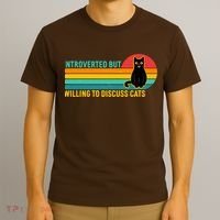 Funny Retro Cat Introverted But Willing To Discuss Cats T-Shirt thumb 3