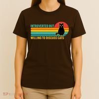 Funny Retro Cat Introverted But Willing To Discuss Cats T-Shirt thumb 4