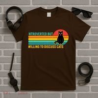 Funny Retro Cat Introverted But Willing To Discuss Cats T-Shirt thumb 5