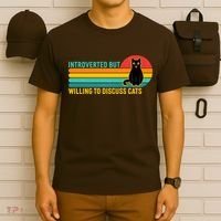 Funny Retro Cat Introverted But Willing To Discuss Cats T-Shirt thumb 6