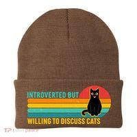 Funny Retro Cat Introverted But Willing To Discuss Cats Beanie thumb 0