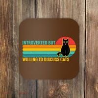 Funny Retro Cat Introverted But Willing To Discuss Cats Coaster thumb 0