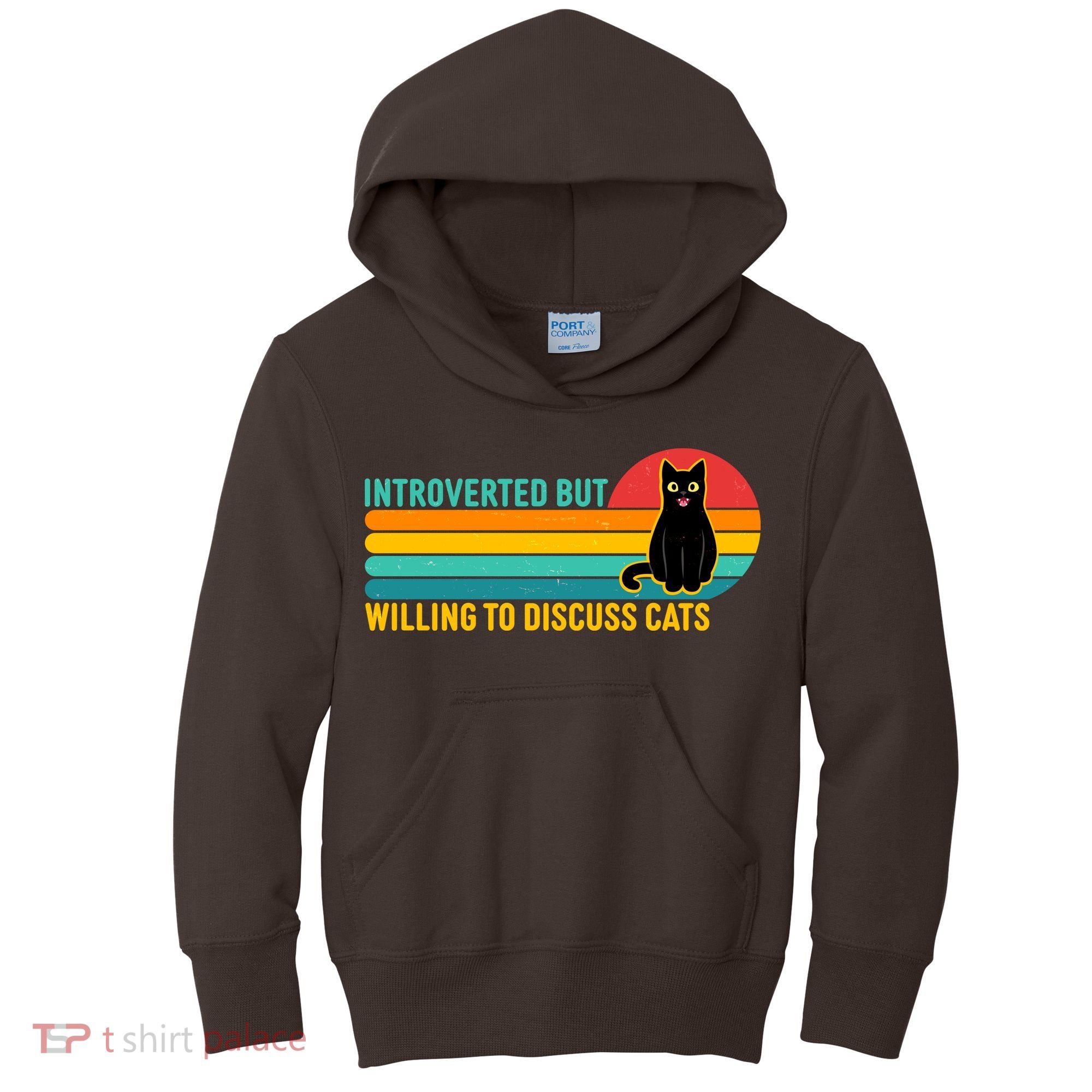 Funny Retro Cat Introverted But Willing To Discuss Cats Kids Hoodie
