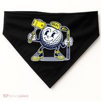 Funny Retro Cartoon Golf Ball Taking Selfie USA-Made Doggie Bandana thumb 0