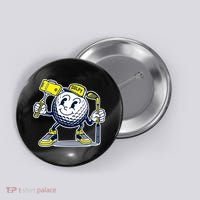 Funny Retro Cartoon Golf Ball Taking Selfie Button thumb 0