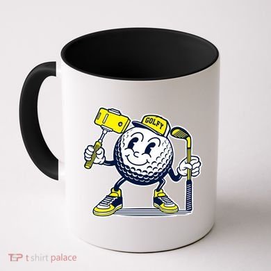Funny Retro Cartoon Golf Ball Taking Selfie Coffee Mug