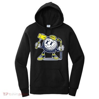 Funny Retro Cartoon Golf Ball Taking Selfie Women's Hoodie