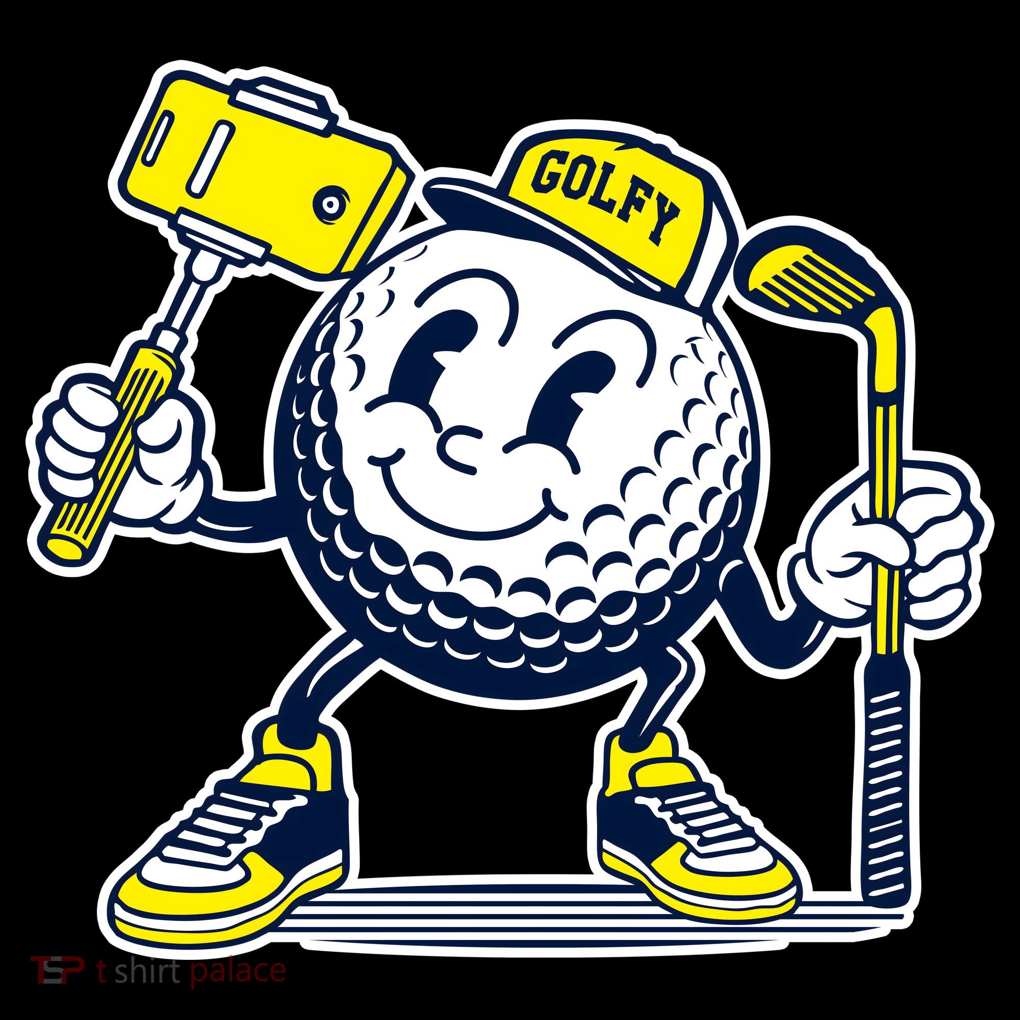 Funny Retro Cartoon Golf Ball Taking Selfie Women's Tank Top