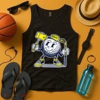 Funny Retro Cartoon Golf Ball Taking Selfie Tank Top thumb 4