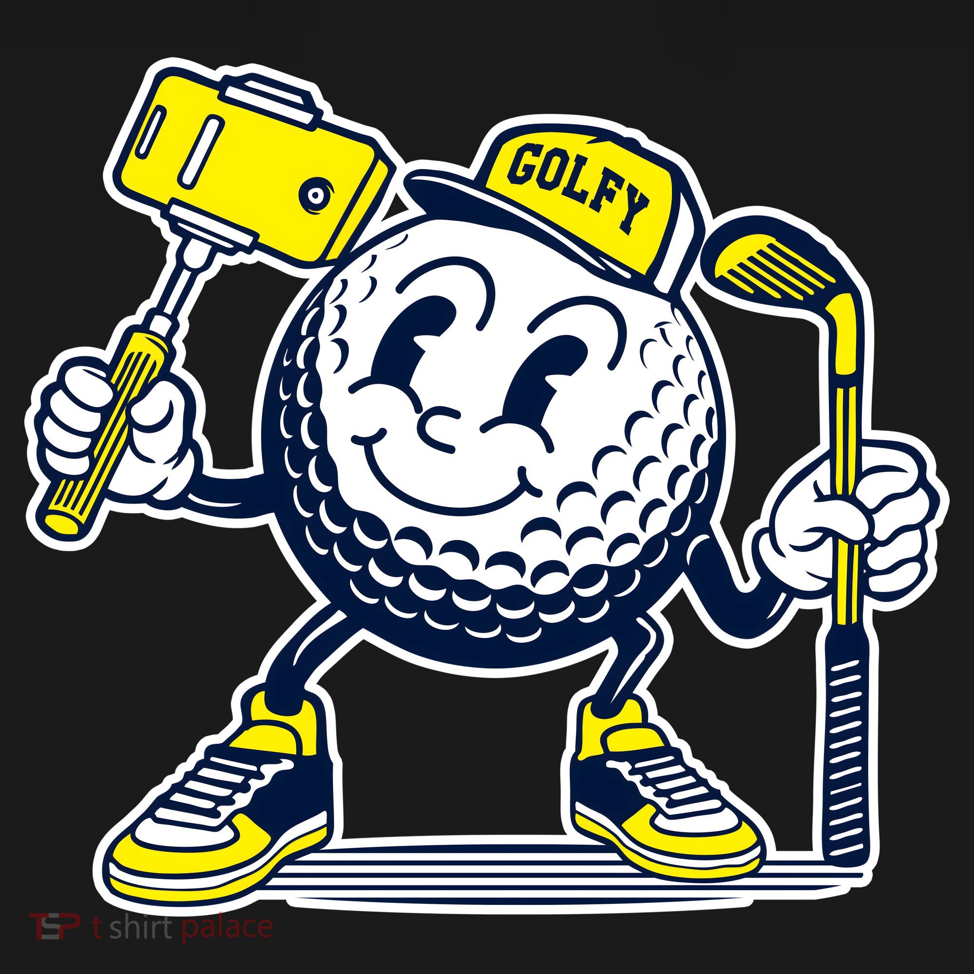 Funny Retro Cartoon Golf Ball Taking Selfie Tank Top