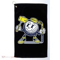 Funny Retro Cartoon Golf Ball Taking Selfie Golf Towel thumb 0