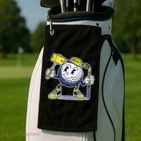 Funny Retro Cartoon Golf Ball Taking Selfie Golf Towel thumb 2